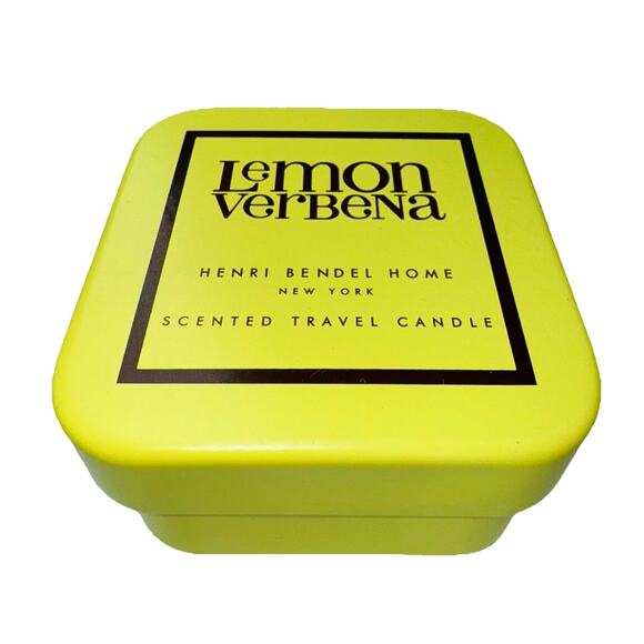 RARE NEW Henri Bendel Home Lemon Verbena Scented Tin Travel Candle 4 Oz Handbag - Picture 1 of 5